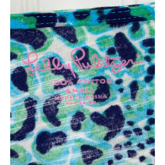 Lilly Pulitzer Womens Caila Dress Size S Gigi Henley Button Cyan Blue Giraffe - Picture 4 of 9